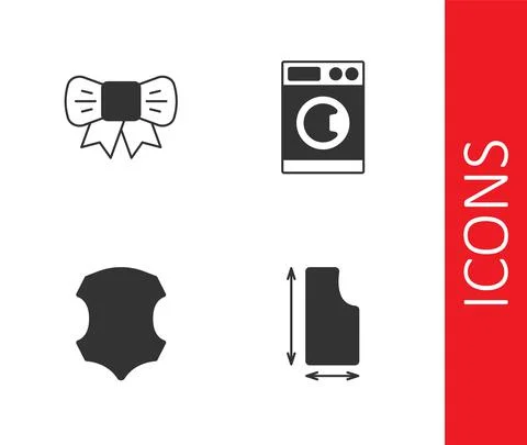 Set Sewing pattern, Gift bow, Leather and Washer icon. Vector 스톡 일러스트