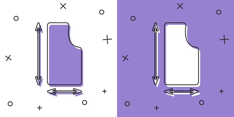 Set Sewing pattern icon isolated on white and purple background. Markings for Stock Illustration