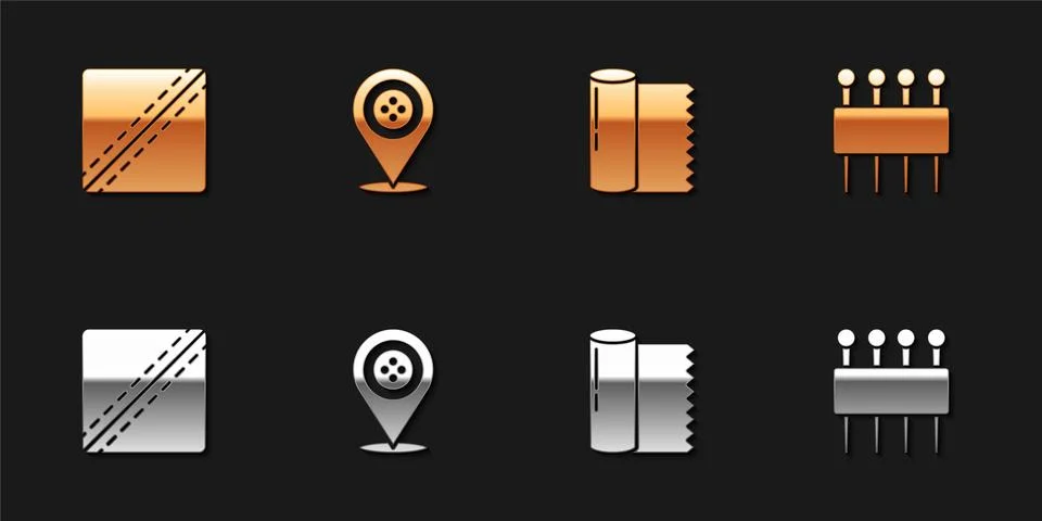 Set Sewing Pattern, Location tailor shop, Textile fabric roll and Needle for Stock Illustration