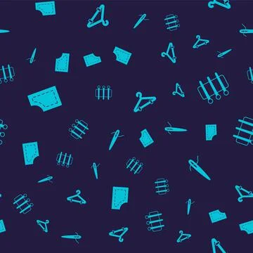 Set Sewing pattern, Needle for sewing, Hanger wardrobe and with thread on イラスト素材