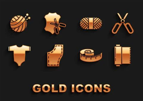 Set Sewing Pattern, Scissors, Textile fabric roll, Tape measure, Baby clothes イラスト素材