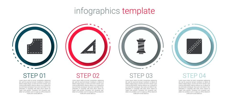 Set Sewing Pattern, Triangular ruler, thread and . Business infographic template Stock Illustration