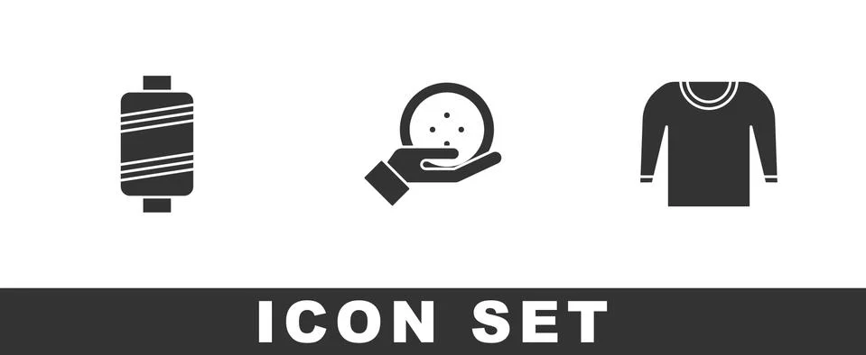 Set Sewing thread, button and Sweater icon. Vector Stock Illustration