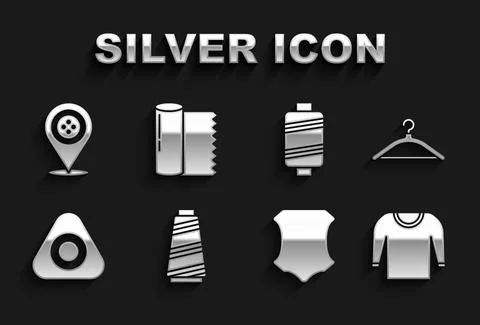 Set Sewing thread, Hanger wardrobe, Sweater, Leather, chalk, Location tailor Stock Illustration