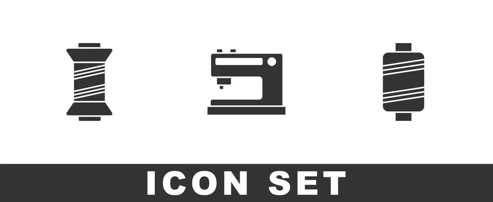 Set Sewing thread, machine and icon. Vector Illustrazione stock