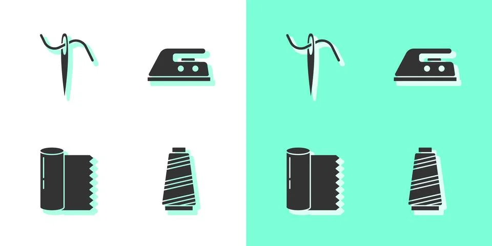 Set Sewing thread, Needle for sewing with, Textile fabric roll and Electric i Stock Illustration