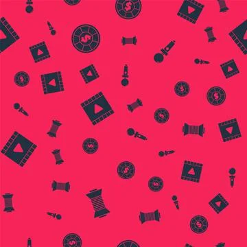 Set Sewing thread on spool, Casino chips, Play Video and Joystick for arcade イラスト素材