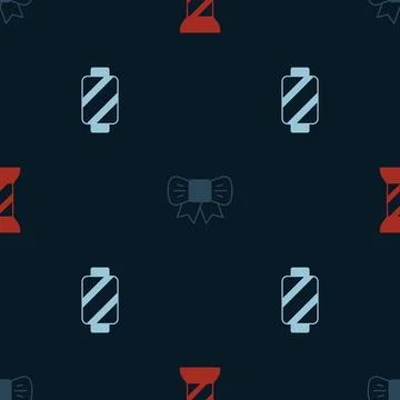 Set Sewing thread on spool, Gift bow and on seamless pattern. Vector Stock Illustration