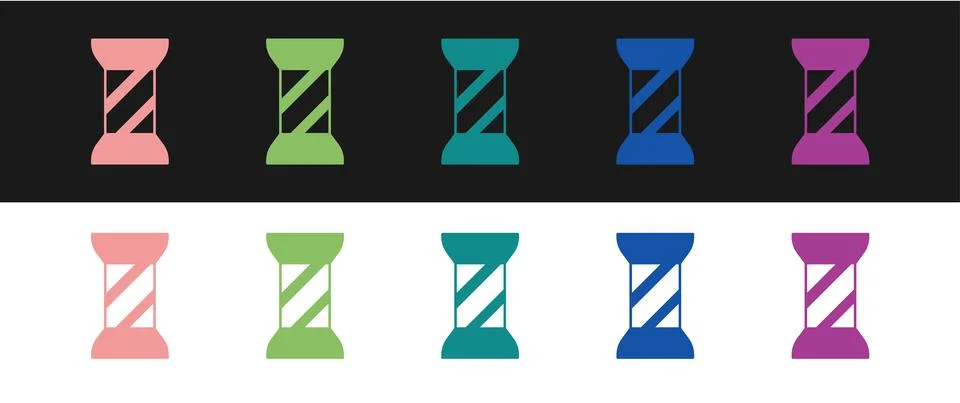 Set Sewing thread on spool icon isolated on black and white background. Yarn Stock Illustration