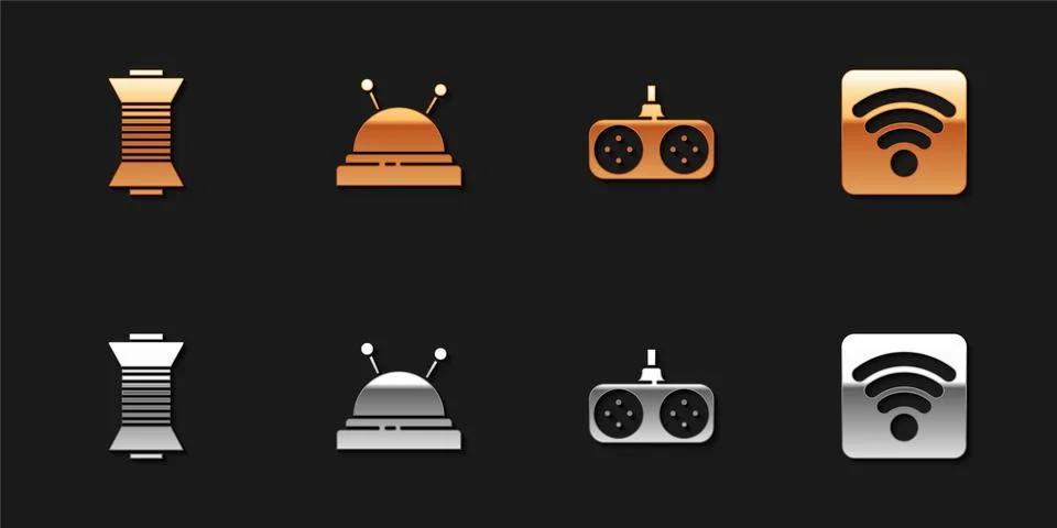 Set Sewing thread on spool, Needle bed and needles, Gamepad and Wi-Fi wireless Illustrazione stock