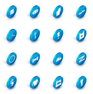 Set Sewing thread on spool, Pattern, Tape measure, Hanger wardrobe, button for Stock Illustration