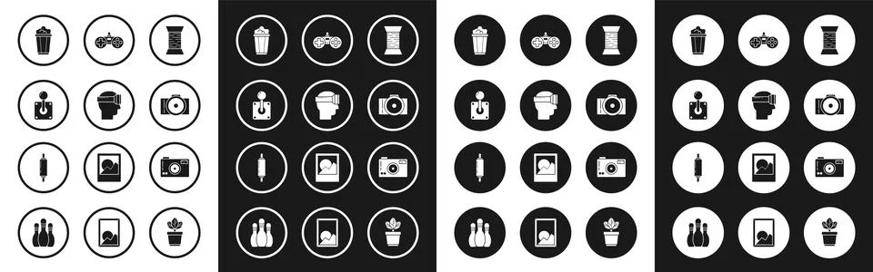 Set Sewing thread on spool, Virtual reality glasses, Joystick for arcade ma.. 스톡 일러스트