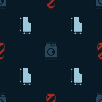 Set Sewing thread on spool, Washer and pattern on seamless pattern. Vector Stock Illustration