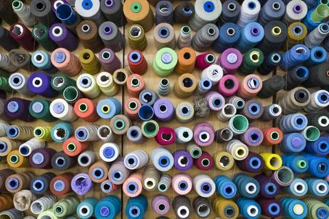 Set of sewing threads in different colors . Stock Photos