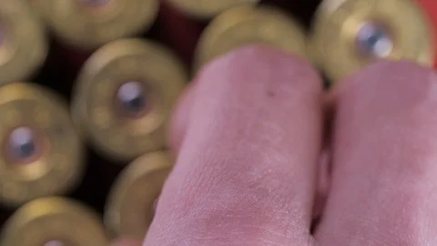Set of shabby shotgun shells Stock Footage 127846926