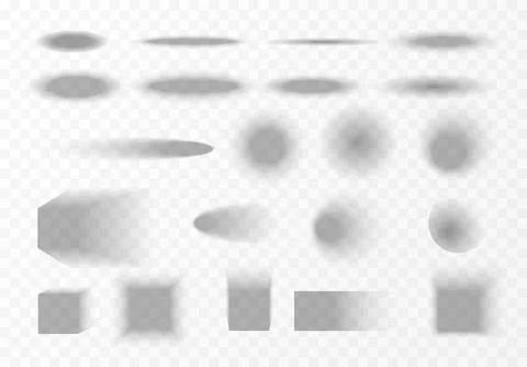Set of shadow effects of round, square and rectangular shapes. Illustrazione stock