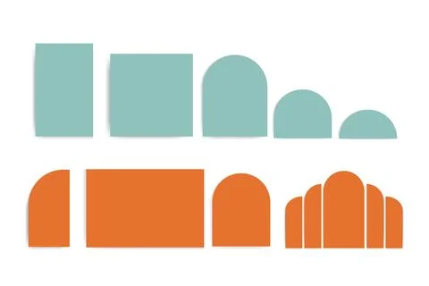 Set of shapes for arch template boho, geometric shapes with shadow on backg.. Illustrazione stock