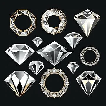 Set of shapes diamond ring, vector illustration, Made by AI,Artificial inte.. Stock Illustration
