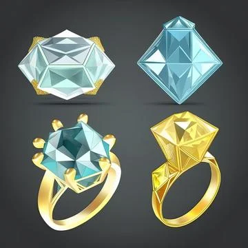 Set of shapes diamond ring, vector illustration, Made by AI Stock Illustration