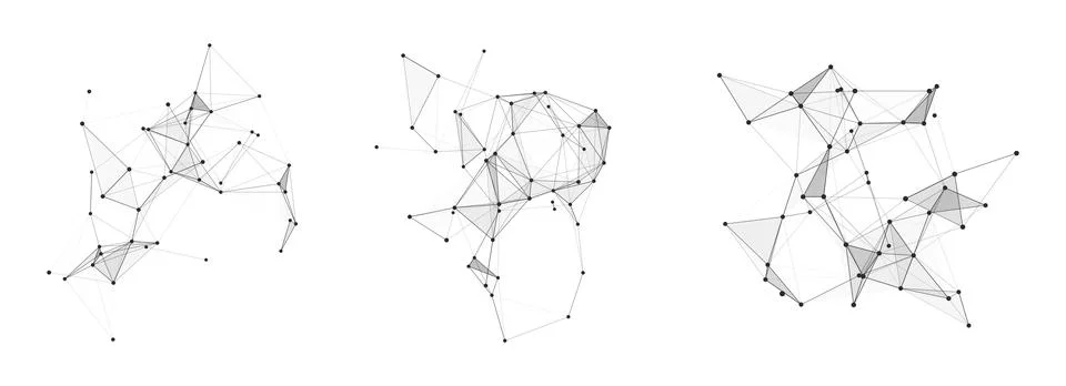 Set of shapes interpreted by artificial intelligence on white background. N.. Stock Illustration