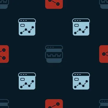 Set Share, Browser window and Market analysis on seamless pattern. Vector イラスト素材