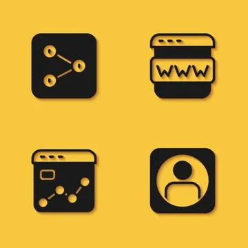 Set Share, Create account screen, Market analysis and Browser window icon with Stock Illustration
