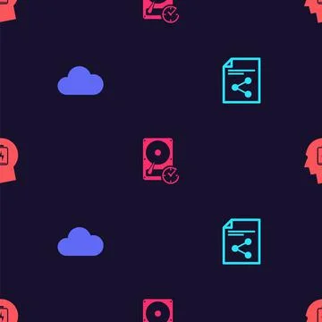 Set Share file, Music streaming service, Hard disk drive with clockwise and H Stock Illustration