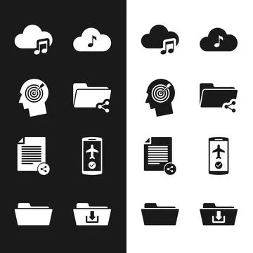 Set Share folder, Head hunting concept, Music streaming service, , file and Stock Illustration
