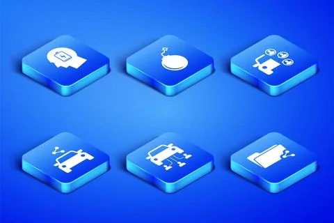 Set Share folder, Head with low battery, Car sharing, , Bomb ready to explo.. Stock Illustration