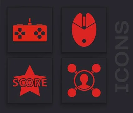 Set Share, Gamepad, Computer mouse gaming and Star icon. Vector Stock Illustration