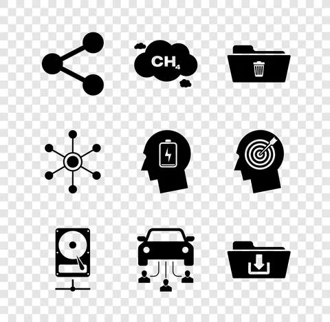 Set Share, Methane emissions reduction, Delete folder, Hard disk drive sharing 스톡 일러스트