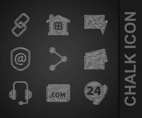 Set Share, Website template, Telephone 24 hours support, Envelope, Headphones Stock Illustration