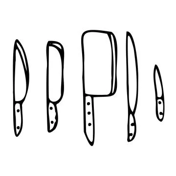 A set of sharp knives. Stock Illustration