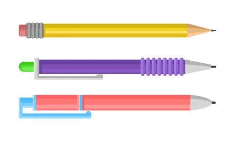 Set Of Sharpened Pencils Of Various Types Vector Illustration Stock Illustration