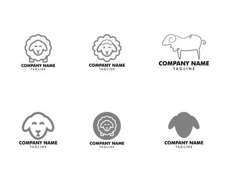 Set of Sheep logo, Lamb vector design Stock Illustration