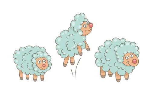 Set of Sheeps Stock Illustration