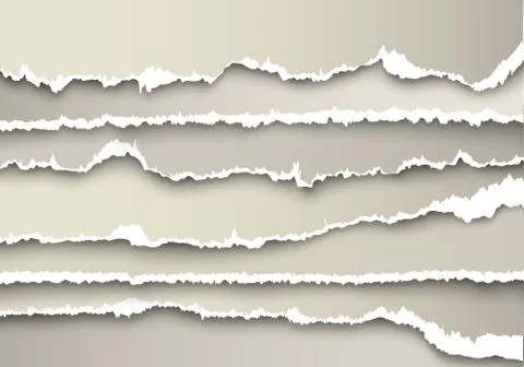 Set of sheets of paper torn gray with shadows Stock Illustration