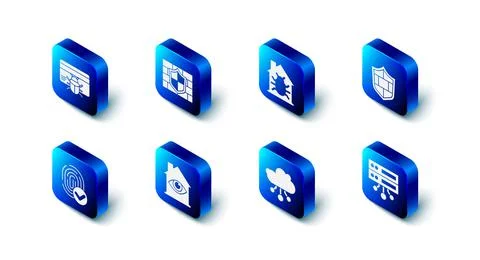 Set Shield with brick wall, House system bug, Server, Data, Web Hosting Ilustración de archivo