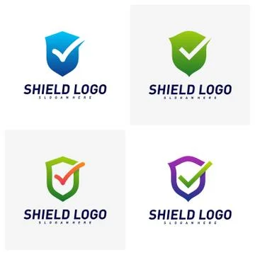 Set of Shield Check Logo Design Concept Vector. Shield quality vector illustr Illustrazione stock