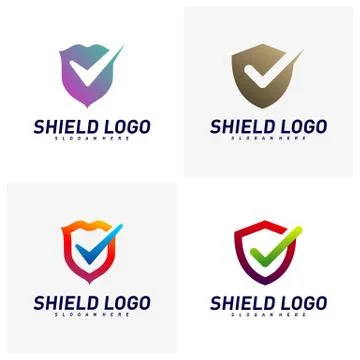 Set of Shield Check Logo Design Concept Vector. Shield quality vector illustr Stock Illustration