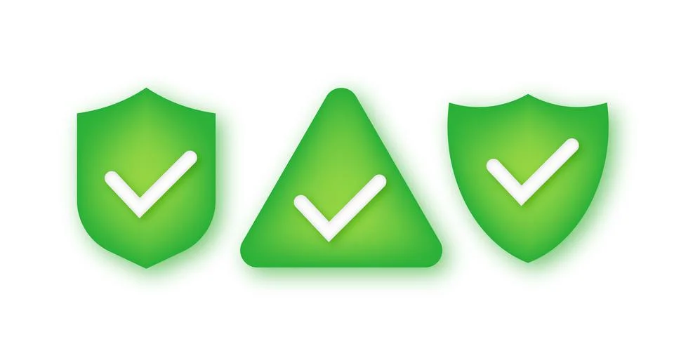Set Shield check mark logo icon design template. Illustrazione stock