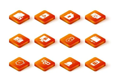 Set Shield with check mark, Password protection, Laptop and lock, Lock computer イラスト素材