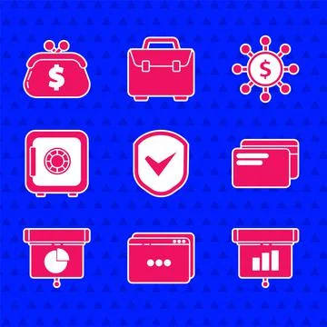 Set Shield with check mark, Website template, Graph, chart, diagram, infographic Illustrazione stock