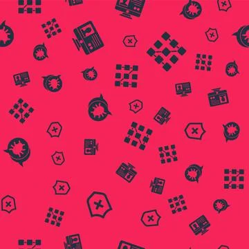 Set Shield with cross mark, Create account screen, System bug and Graphic Illustrazione stock