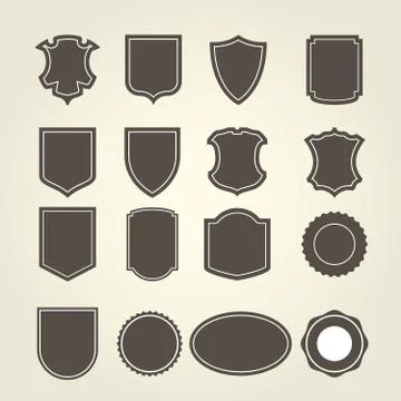 Set of shield in different shapes - shield-emblems and blazons Stock Illustration