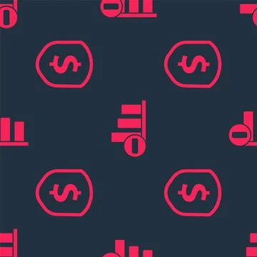 Set Shield with dollar and Pie chart infographic on seamless pattern. Vector Illustrazione stock