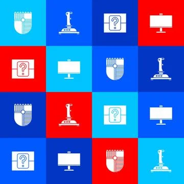 Set Shield for game, Joystick arcade machine, Mystery random box and Computer Stock Illustration