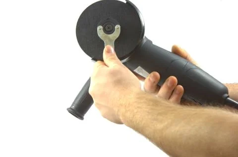 Set-up of shield for grinder Stock Photos