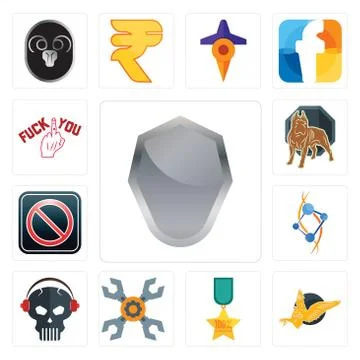 Set of shield, gryphon, 100% satisfaction, appliance repair, skull with headp Free Stock Illustration