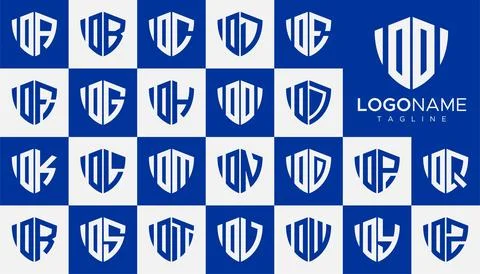 Set of shield I letter logo design vector. Simple security I logo template set. Stock Illustration